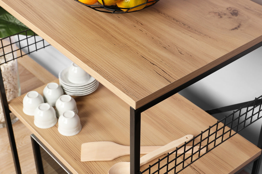 Konyhai polc Anemon - Black, Pine-Vasdom.hr