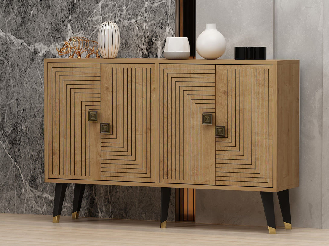 Konzolni stol Ahart - Sapphire Oak, Gold-Vasdom.hr