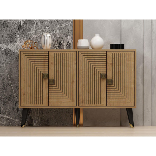 Konzolni stol Ahart - Sapphire Oak, Gold-Vasdom.hr