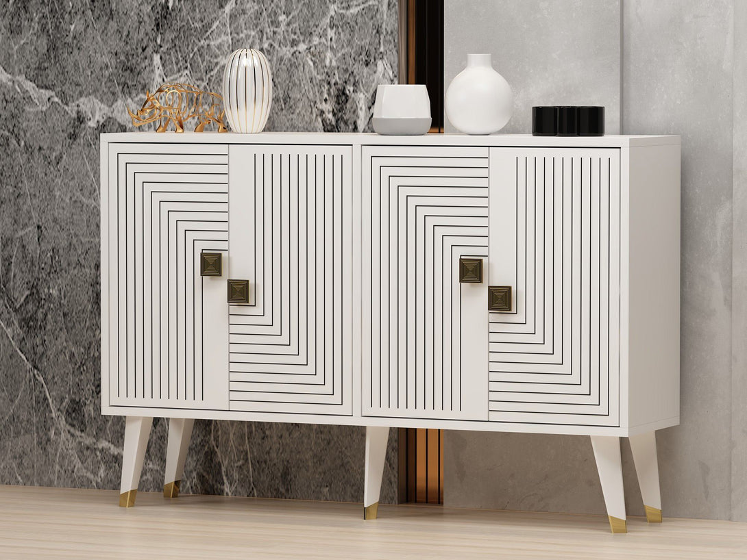 Konzolni stol Ahart - White, Gold-Vasdom.hr