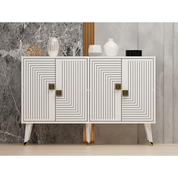 Konzolni stol Ahart - White, Gold-Vasdom.hr