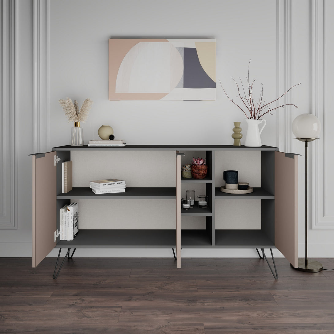 Konzolni stol Clara Console - Anthracite, Light Mocha-Vasdom.hr