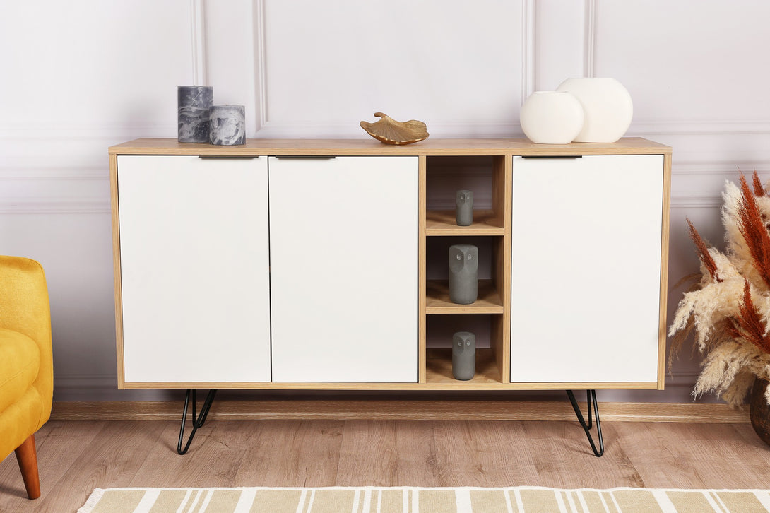 Konzolni stol Clara Console - Oak, White-Vasdom.hr