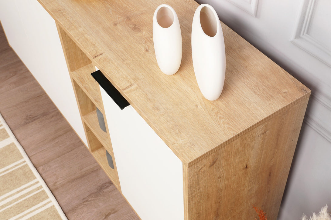 Konzolni stol Clara Console - Oak, White-Vasdom.hr