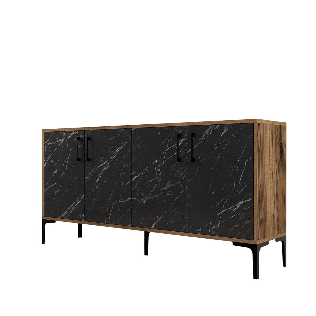 Konzolni stol Kiev 160 - Walnut, Black Marble-Vasdom.hr