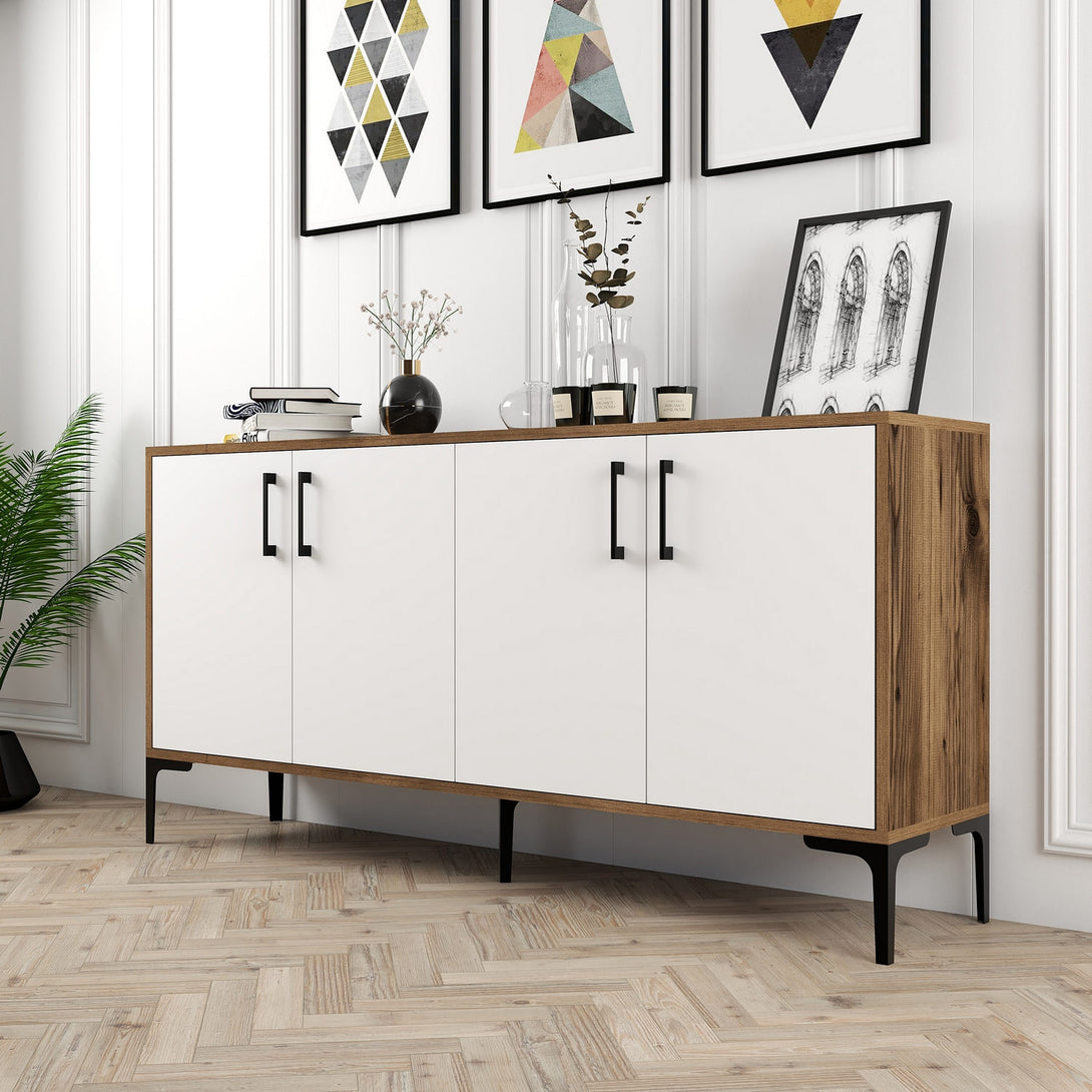Konzolni stol Kiev 160 - Walnut, White-Vasdom.hr