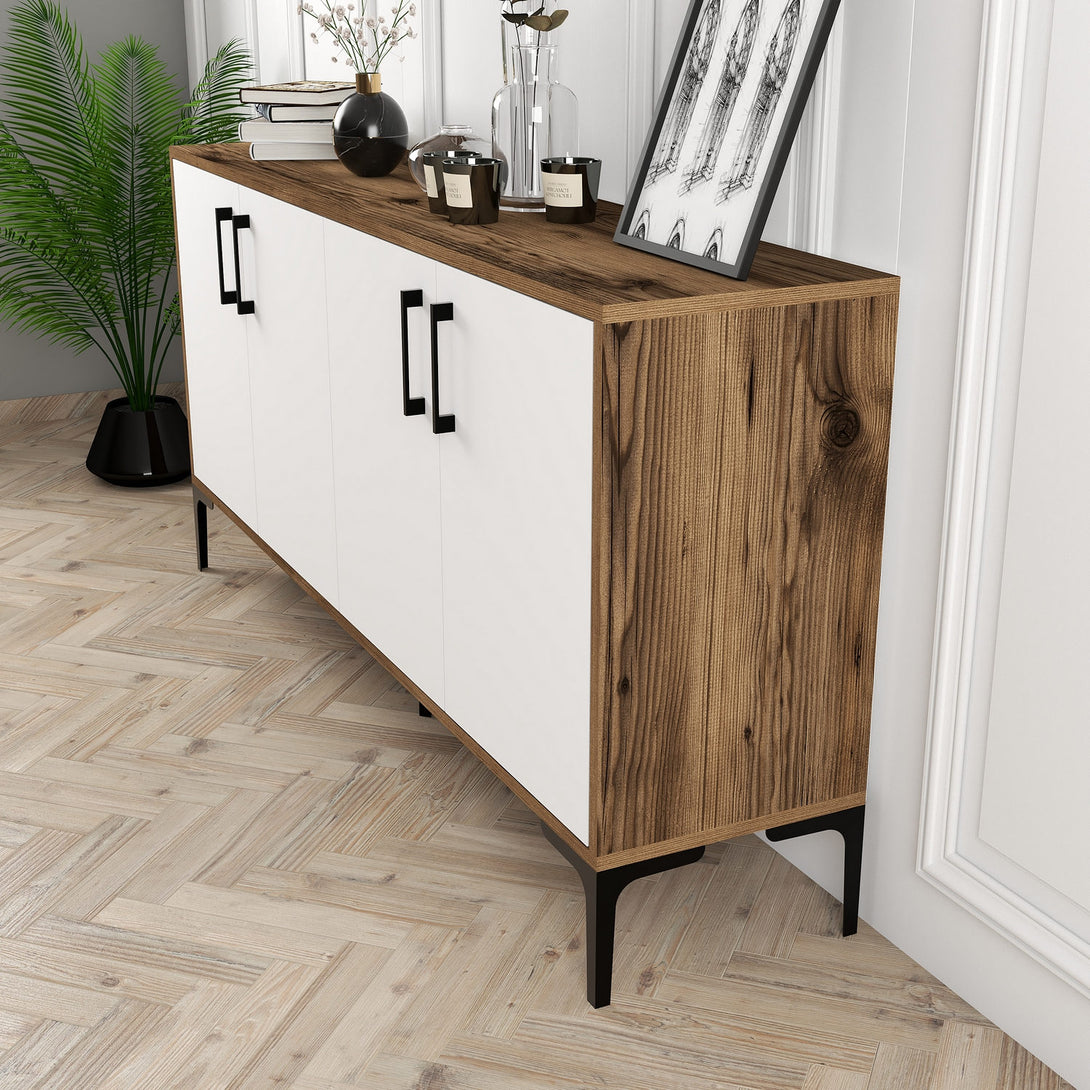 Konzolni stol Kiev 160 - Walnut, White-Vasdom.hr