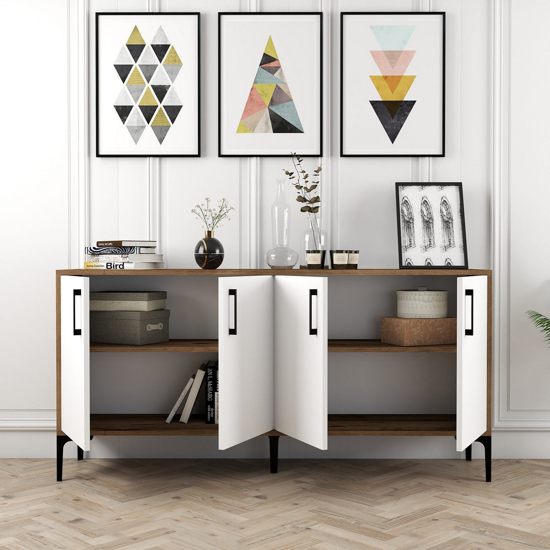Konzolni stol Kiev 160 - Walnut, White-Vasdom.hr