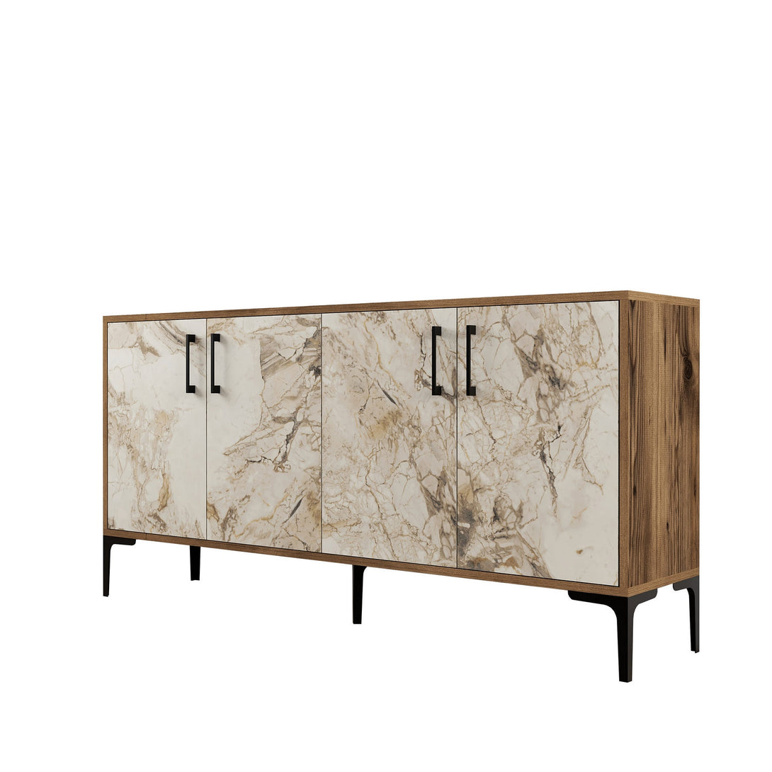 Konzolni stol Kiev 160 - Walnut, White Marble-Vasdom.hr