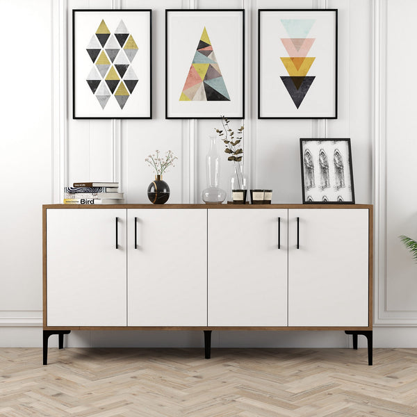 Konzolni stol Kiev 160 - Walnut, White-Vasdom.hr