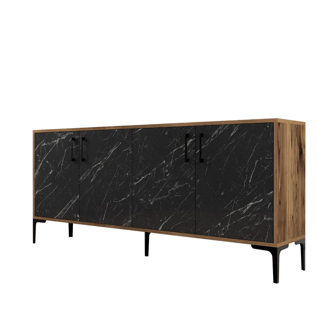 Konzolni stol Kiev - Walnut, Black Marble-Vasdom.hr