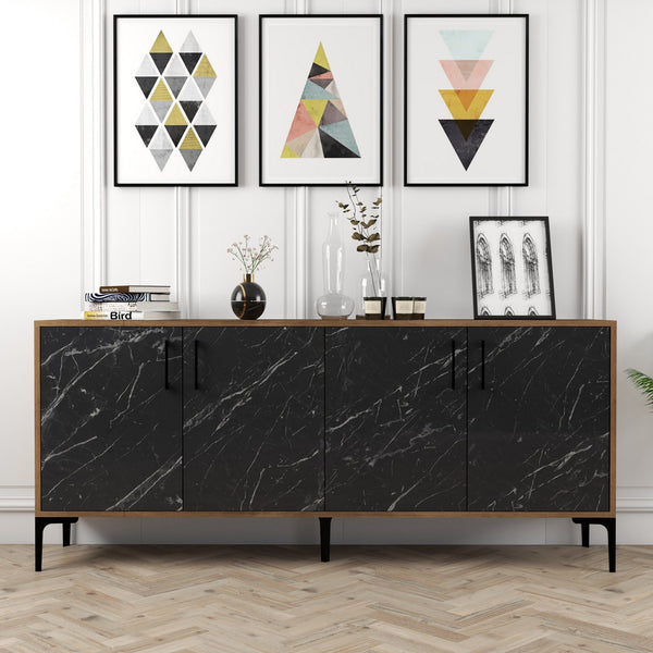 Konzolni stol Kiev - Walnut, Black Marble-Vasdom.hr