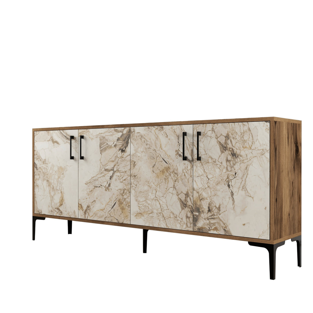 Konzolni stol Kiev - Walnut, White Marble-Vasdom.hr