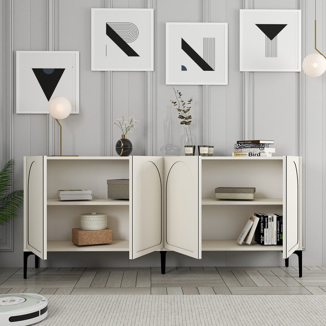 Konzolni stol Lyon 79 - Cream, Black-Vasdom.hr