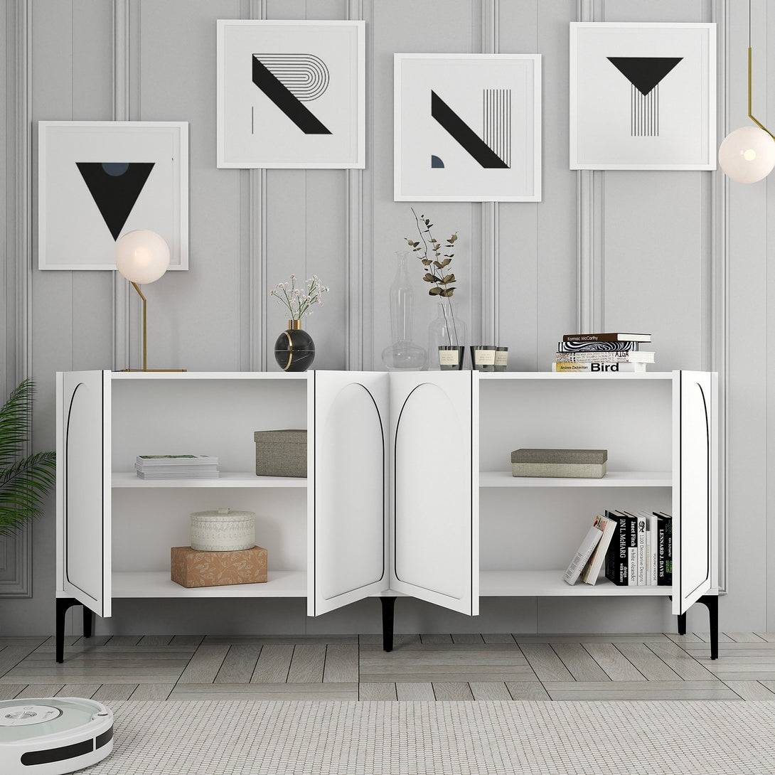 Konzolni stol Lyon 79 - White, Black-Vasdom.hr