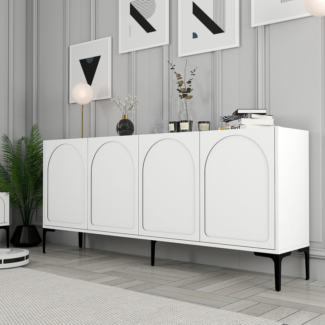 Konzolni stol Lyon 79 - White, Black-Vasdom.hr