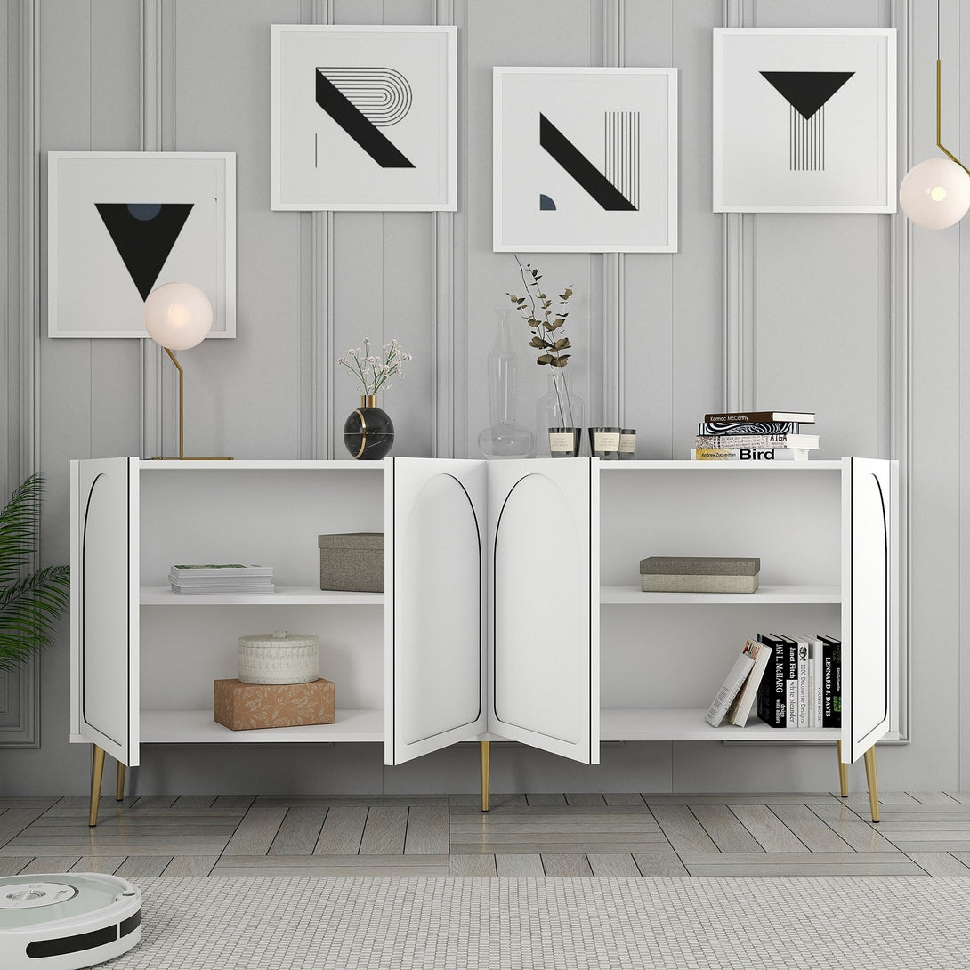 Konzolni stol Lyon 80 - White, Gold-Vasdom.hr