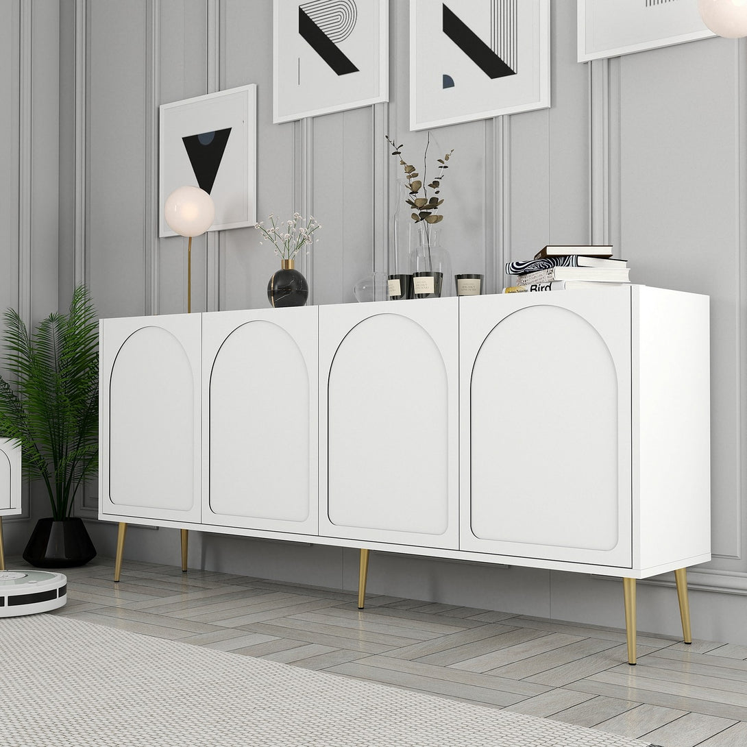 Konzolni stol Lyon 80 - White, Gold-Vasdom.hr