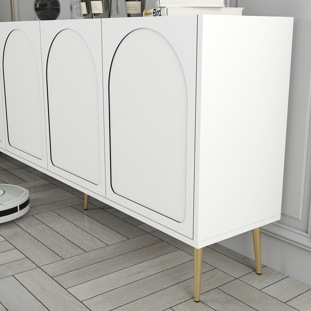 Konzolni stol Lyon 80 - White, Gold-Vasdom.hr