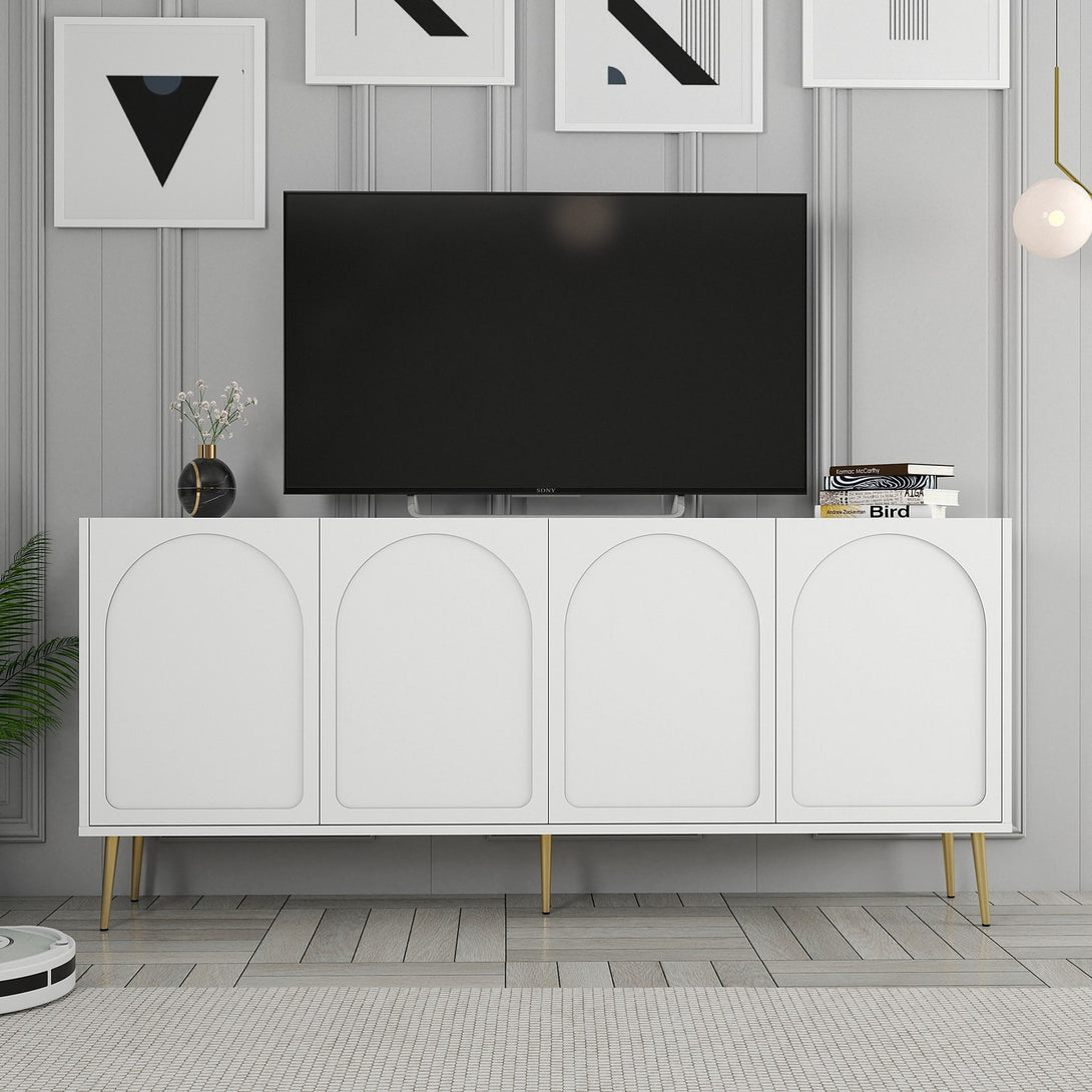 Konzolni stol Lyon 80 - White, Gold-Vasdom.hr