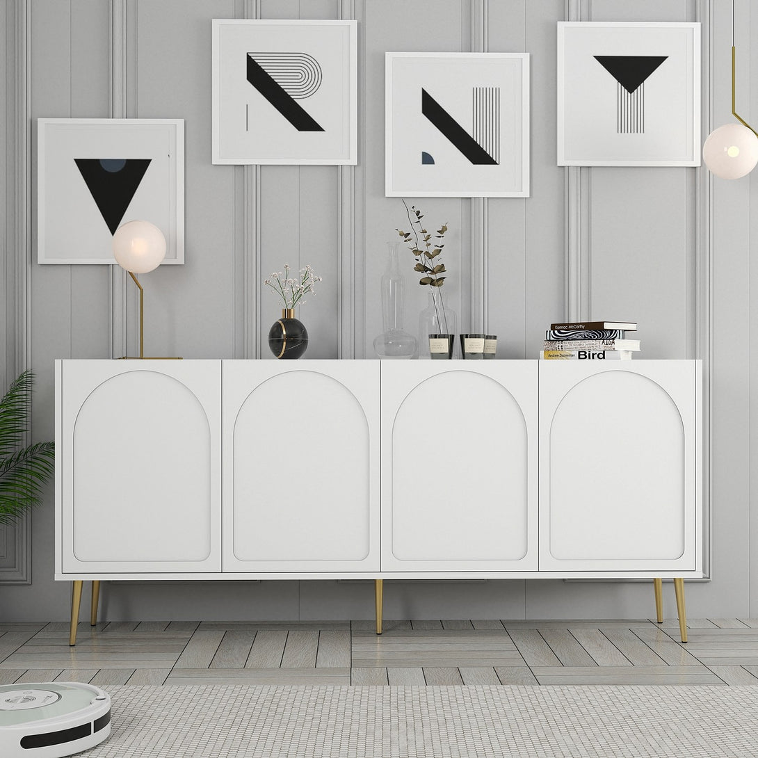 Konzolni stol Lyon 80 - White, Gold-Vasdom.hr