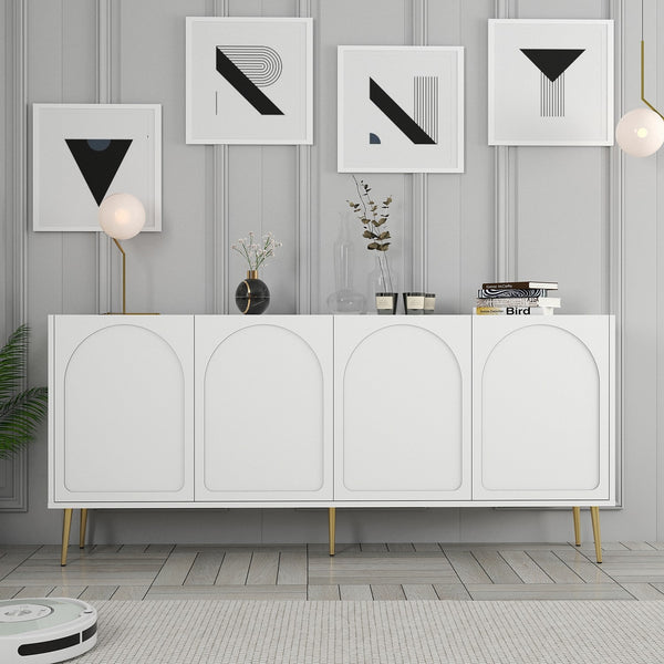Konzolni stol Lyon 80 - White, Gold-Vasdom.hr