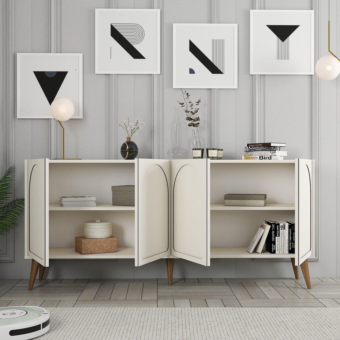 Konzolni stol Lyon 81 - Cream, Walnut-Vasdom.hr