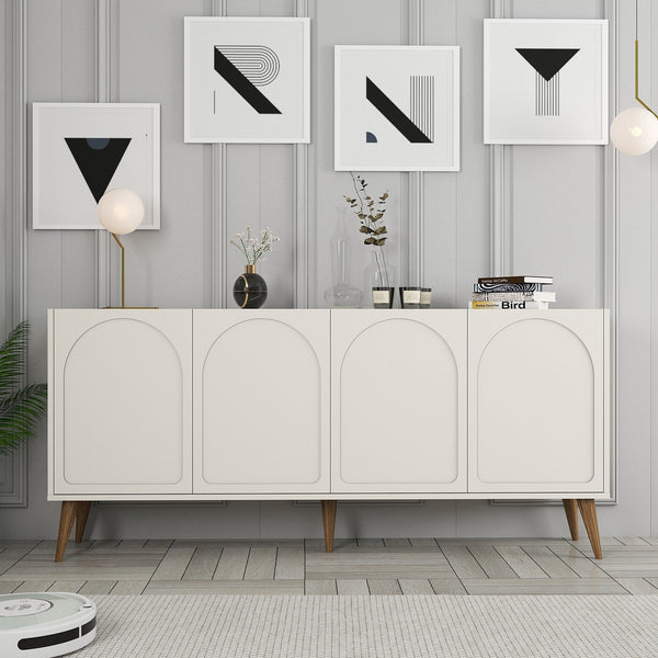 Konzolni stol Lyon 81 - Cream, Walnut-Vasdom.hr