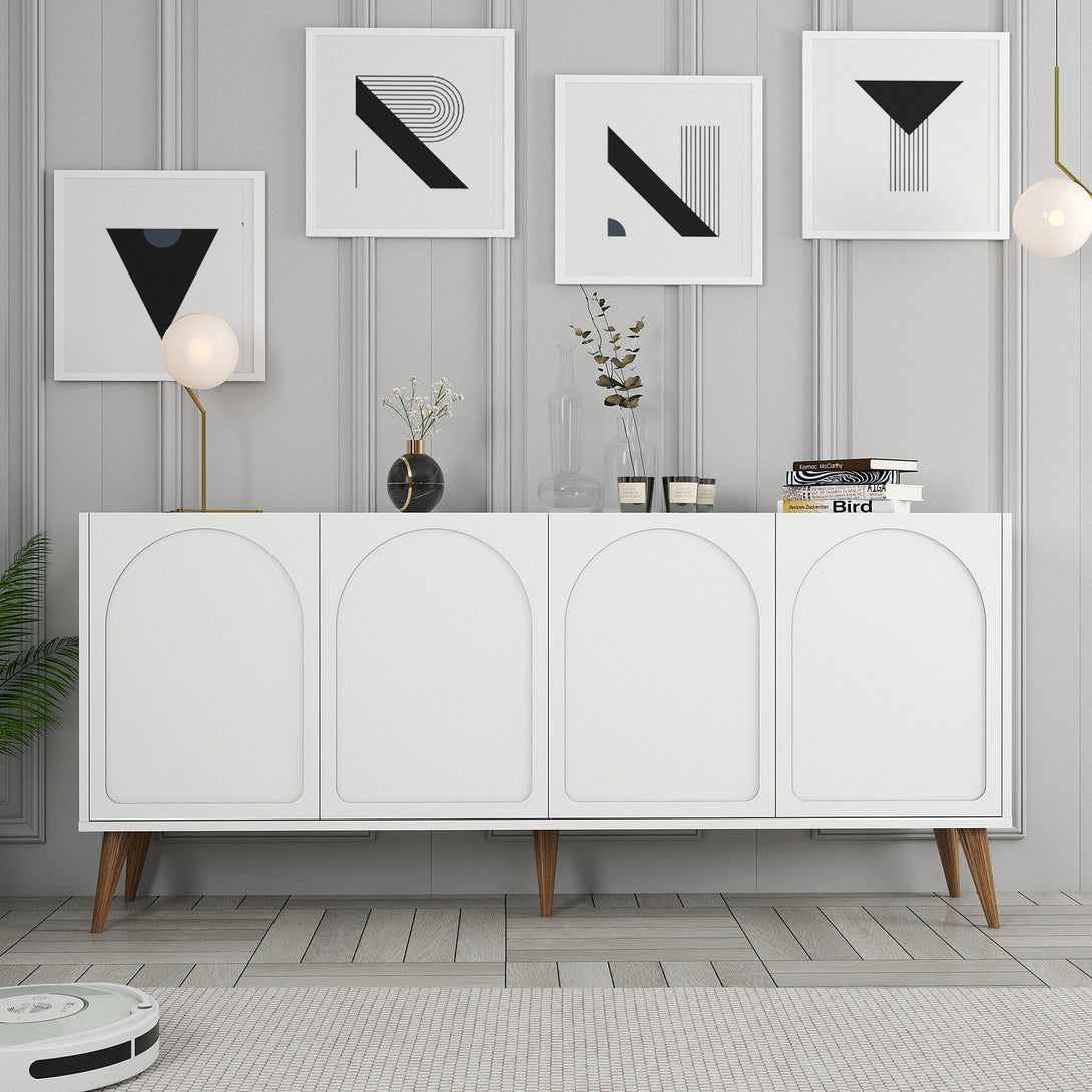 Konzolni stol Lyon 81 - White, Walnut-Vasdom.hr