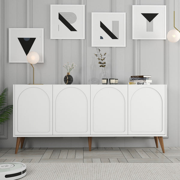 Konzolni stol Lyon 81 - White, Walnut-Vasdom.hr