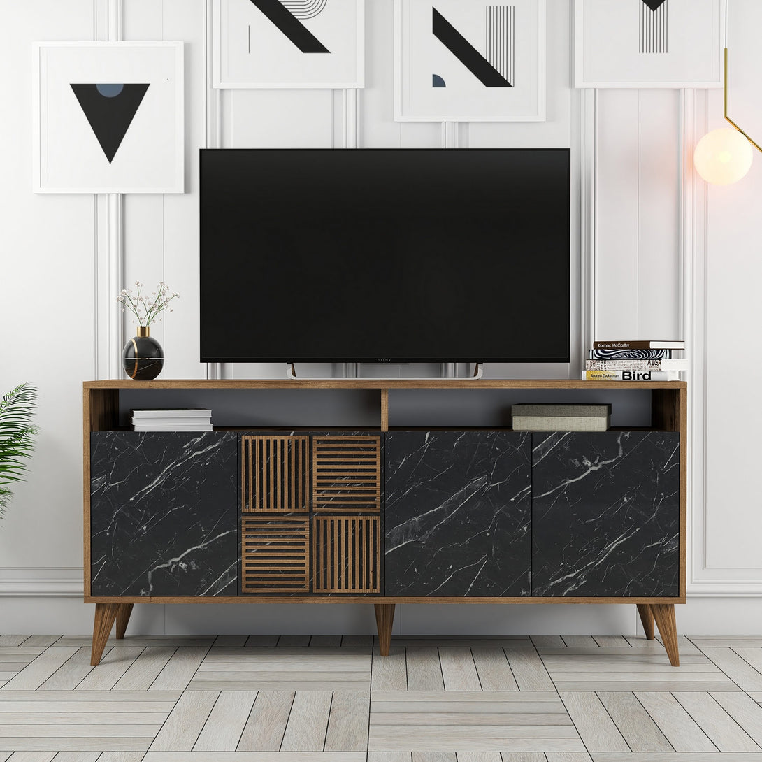 Konzolni stol Milan 160 - Walnut, Black Marble-Vasdom.hr