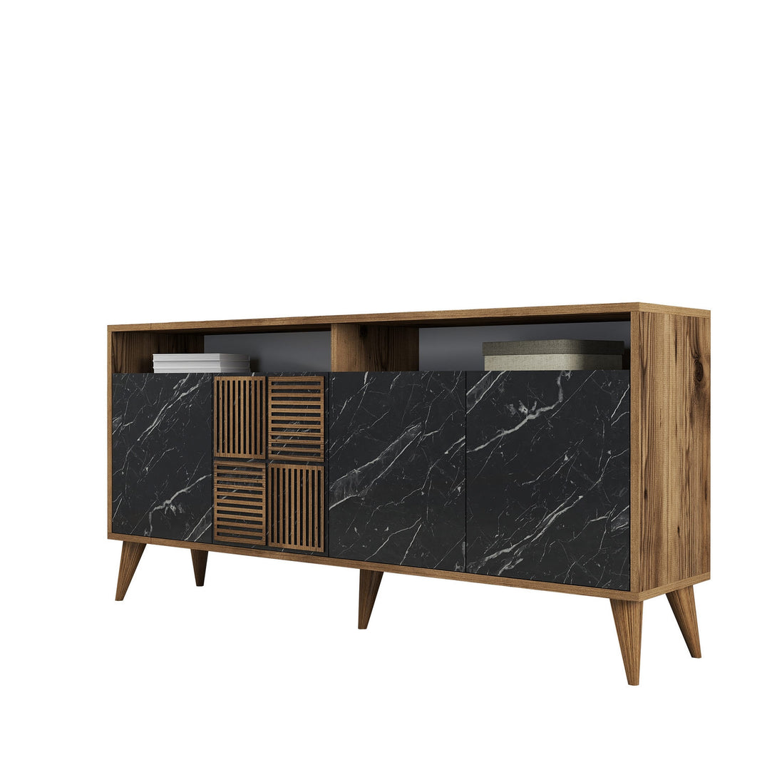 Konzolni stol Milan 160 - Walnut, Black Marble-Vasdom.hr