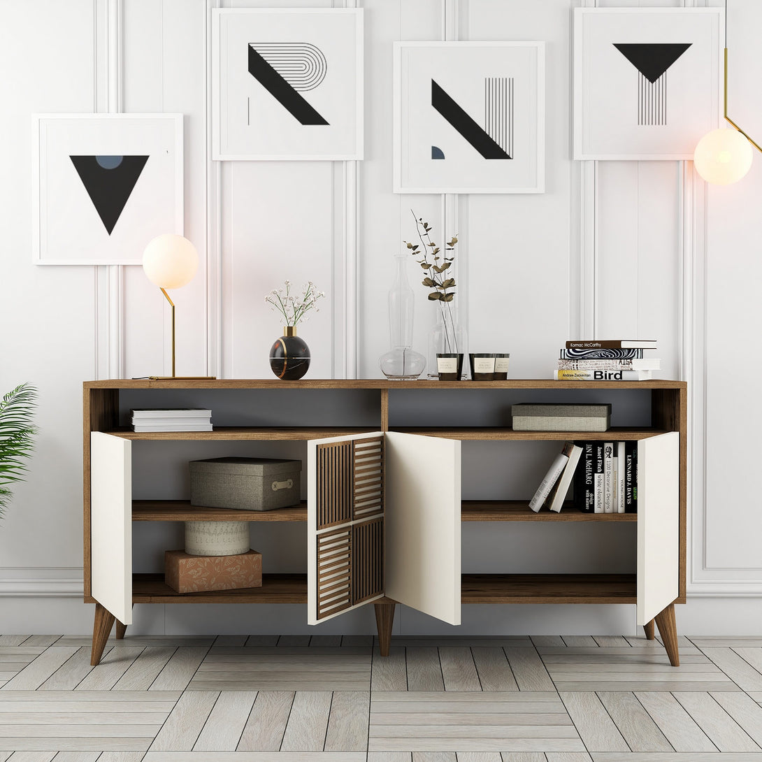 Konzolni stol Milan 160 - Walnut, Cream-Vasdom.hr