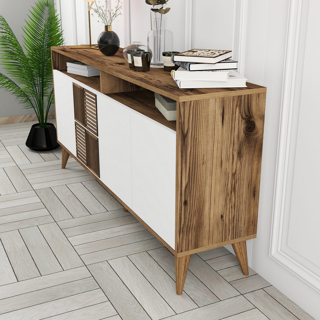 Konzolni stol Milan 160 - Walnut, White-Vasdom.hr