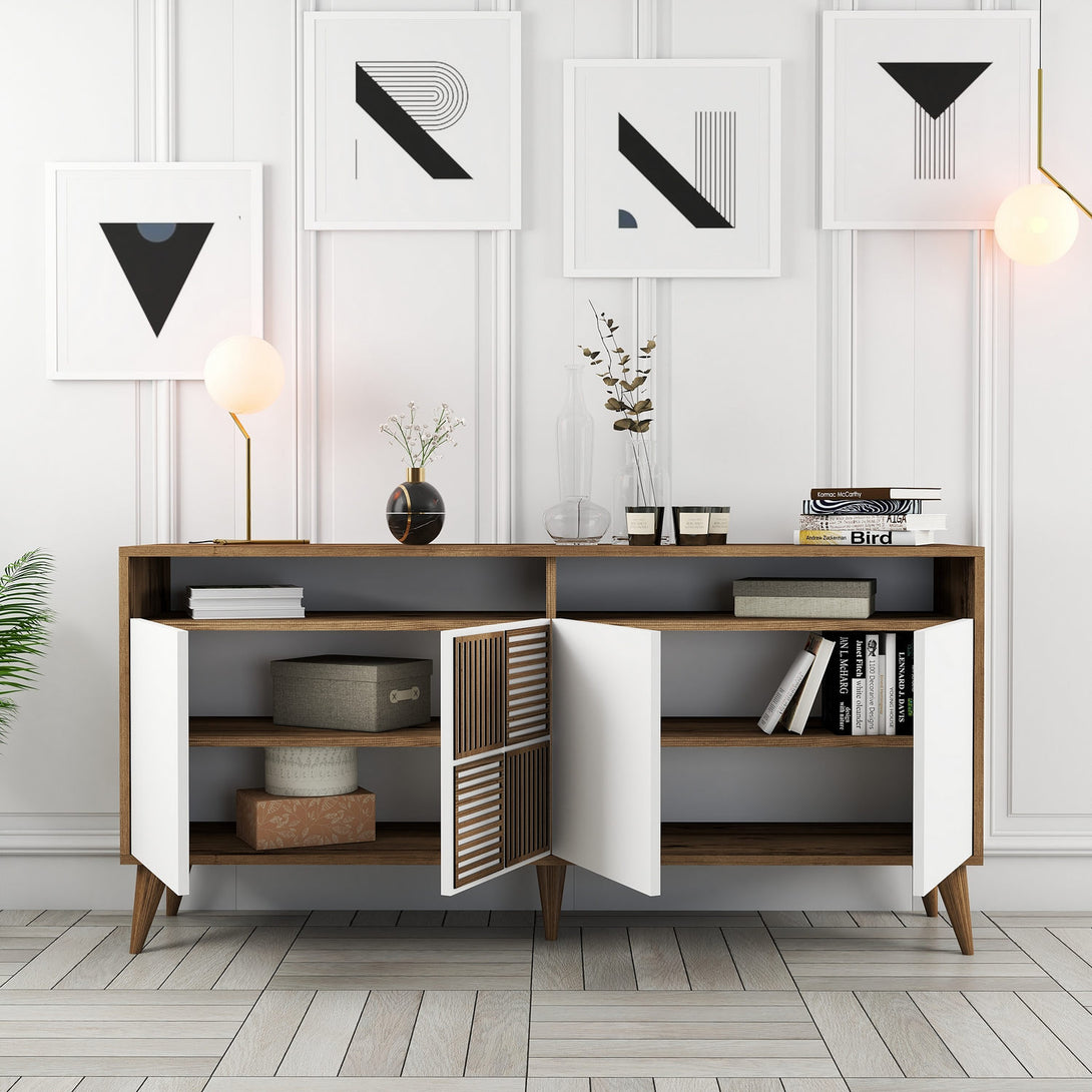 Konzolni stol Milan 160 - Walnut, White-Vasdom.hr