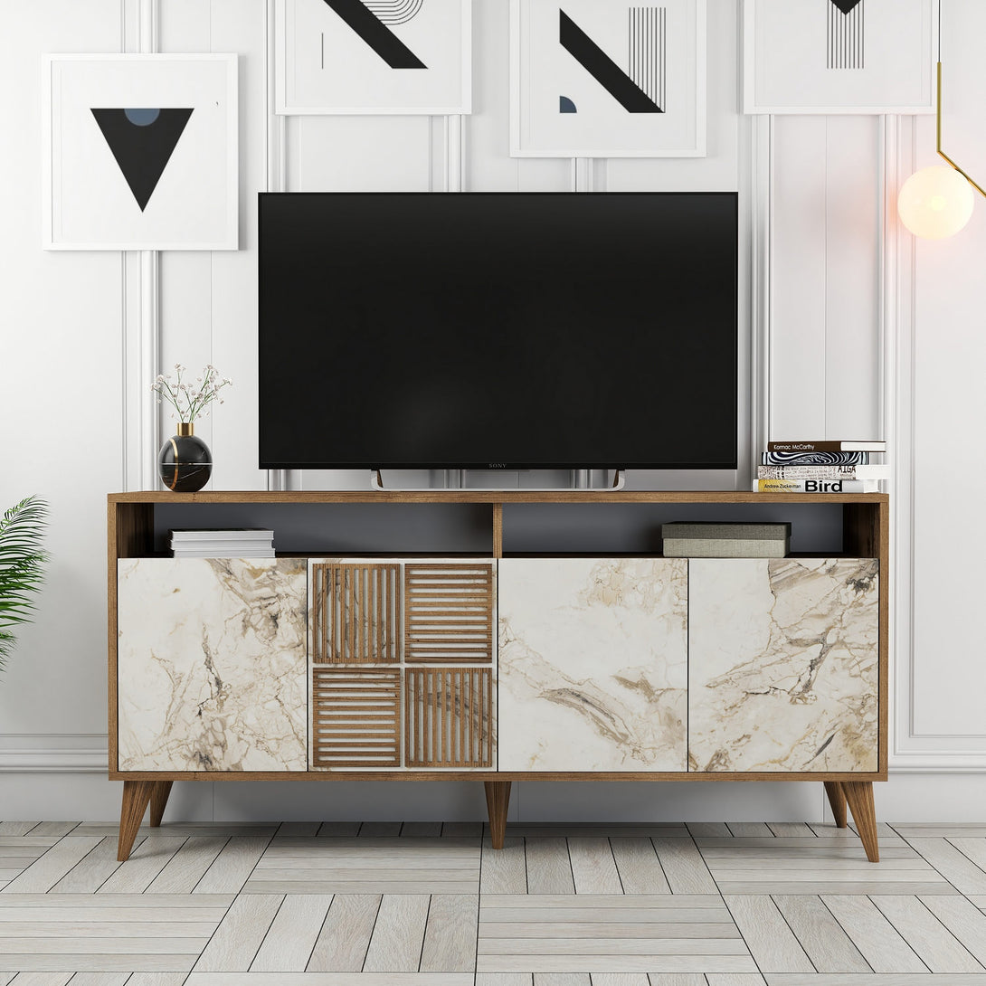 Konzolni stol Milan 160 - Walnut, White Marble-Vasdom.hr