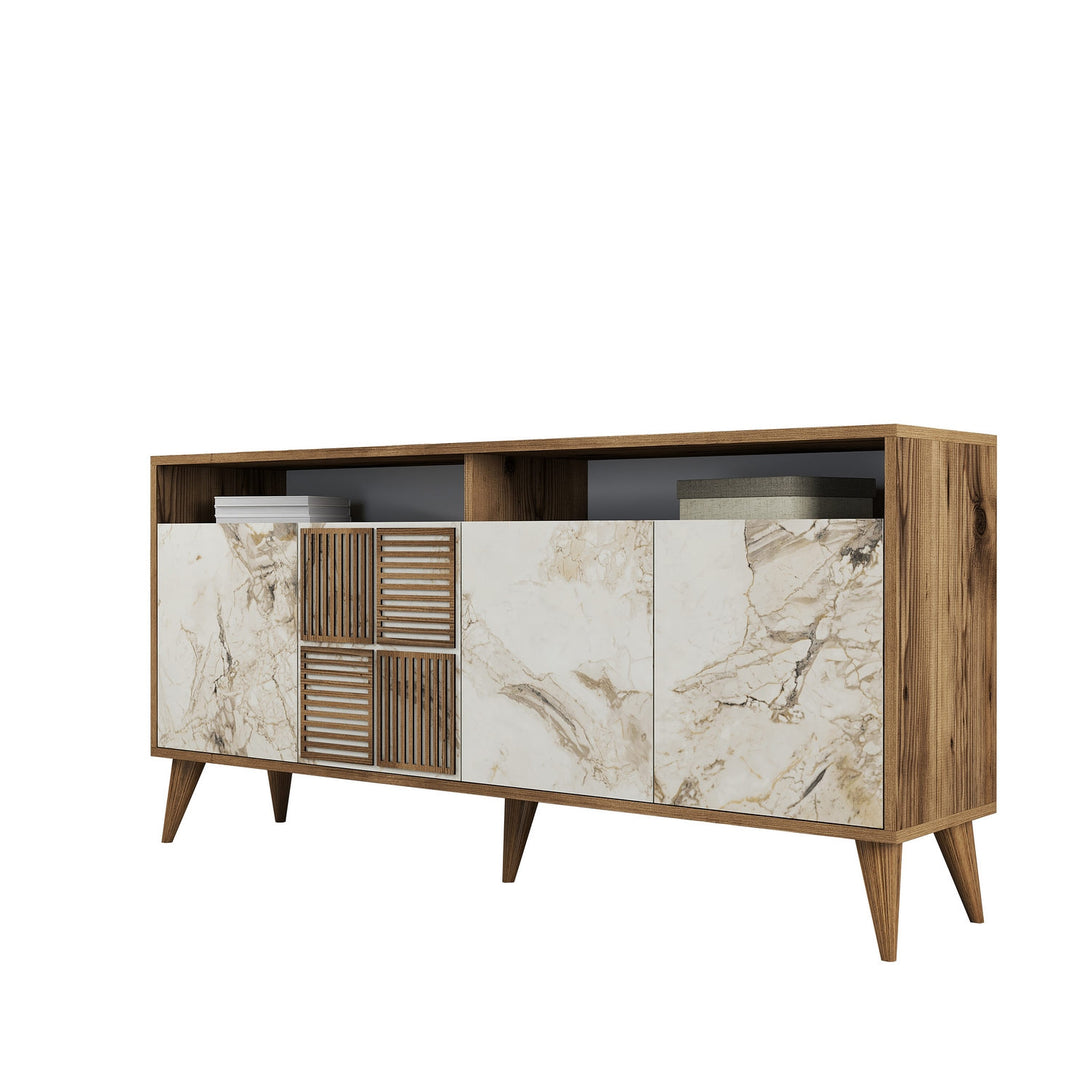 Konzolni stol Milan 160 - Walnut, White Marble-Vasdom.hr