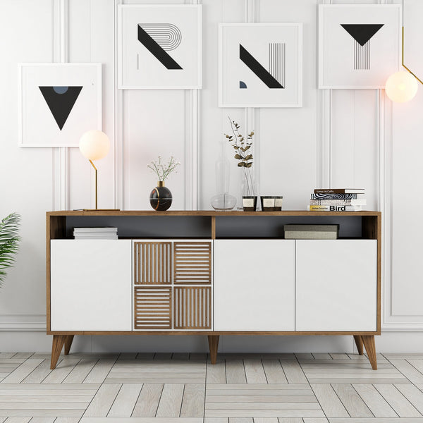 Konzolni stol Milan 160 - Walnut, White-Vasdom.hr