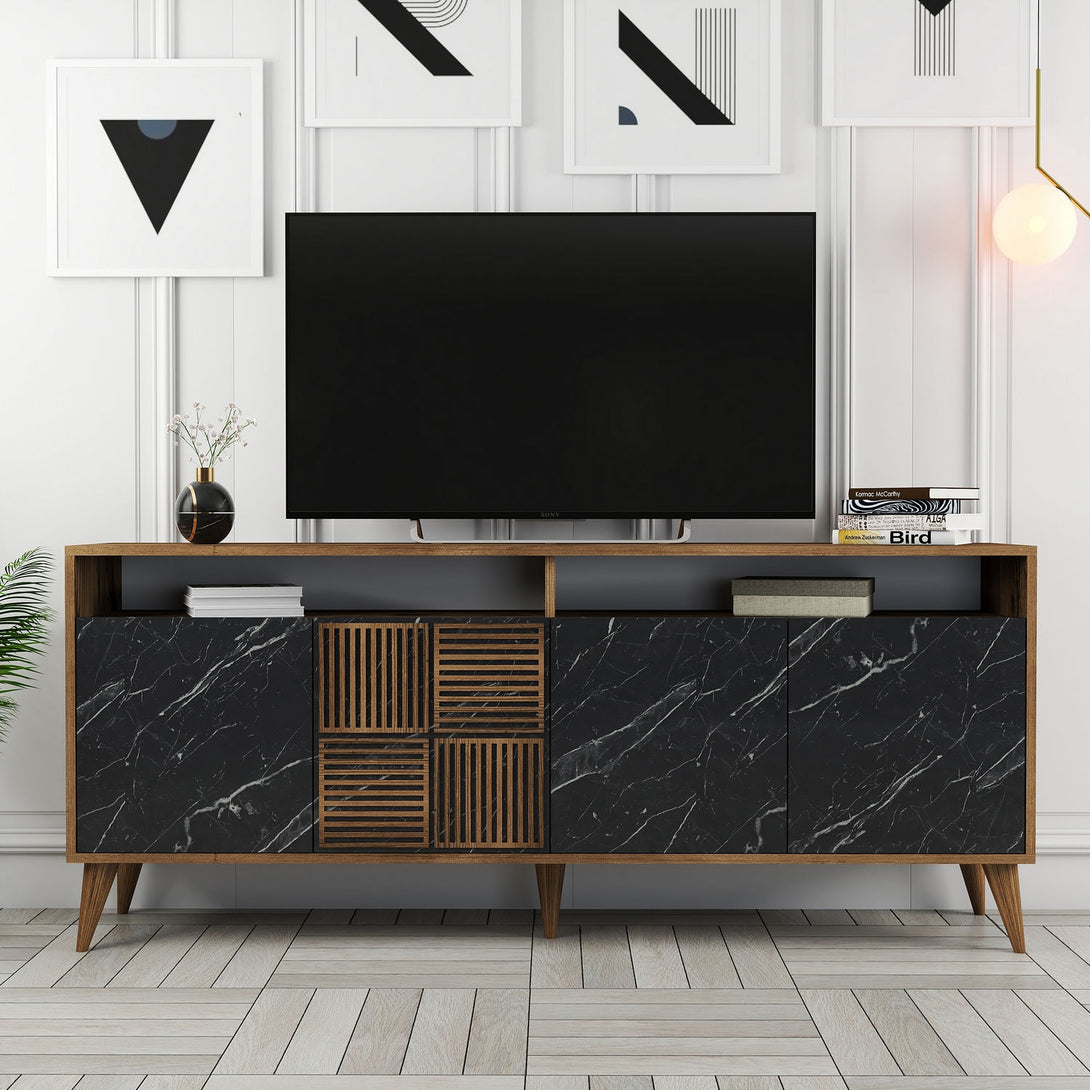 Konzolni stol Milan - Walnut, Black Marble-Vasdom.hr