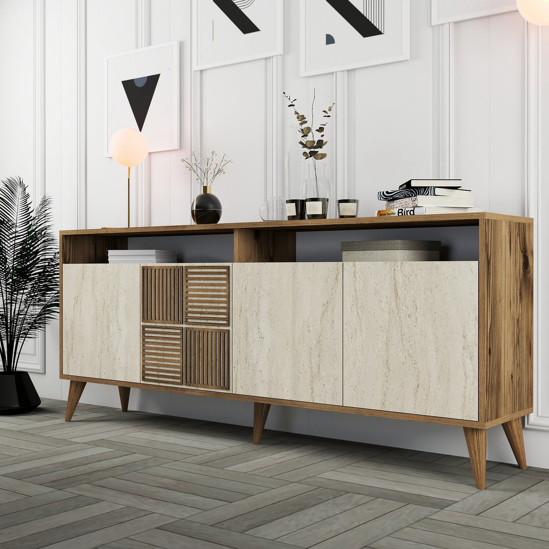 Konzolni stol Milan - Walnut, Travertine-Vasdom.hr