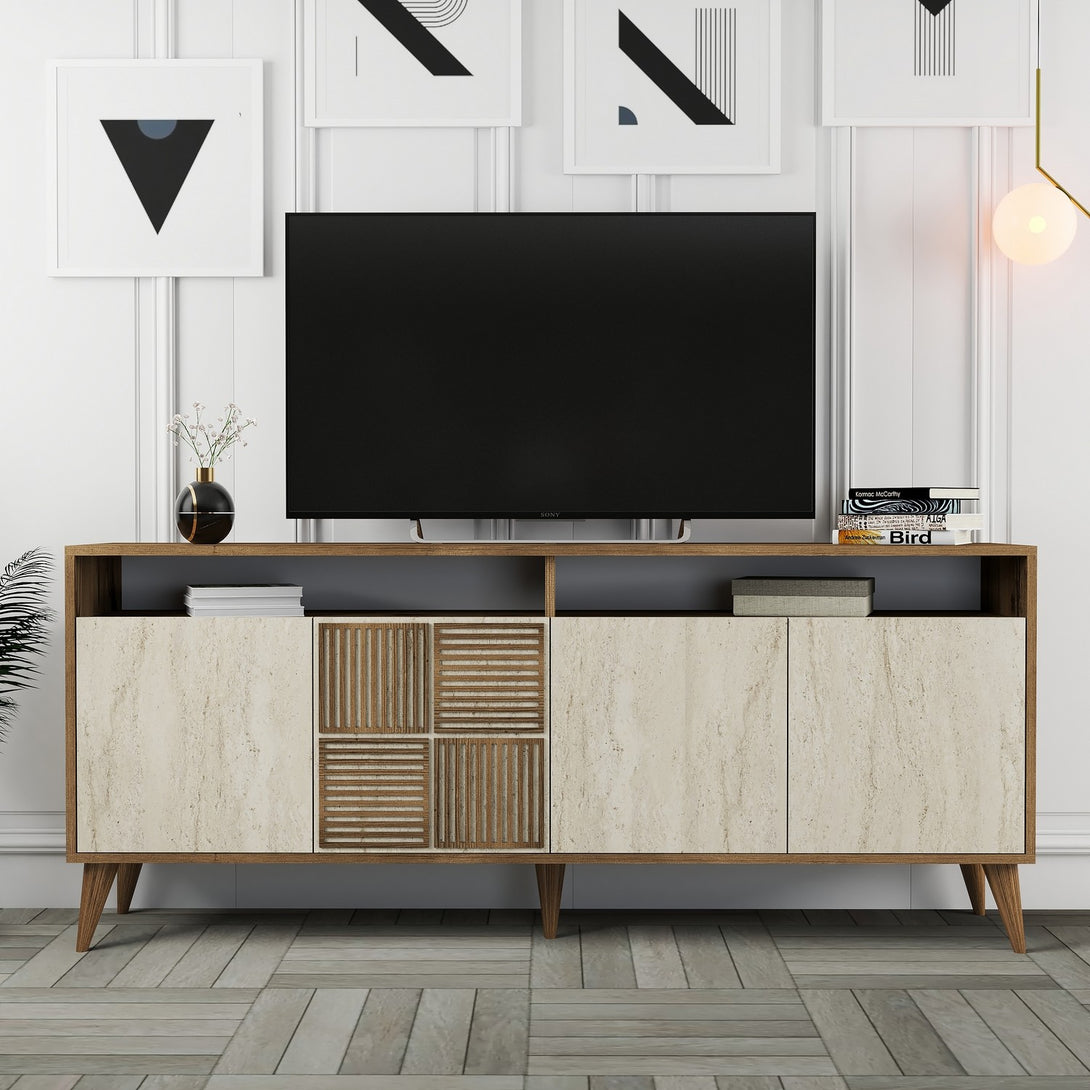 Konzolni stol Milan - Walnut, Travertine-Vasdom.hr
