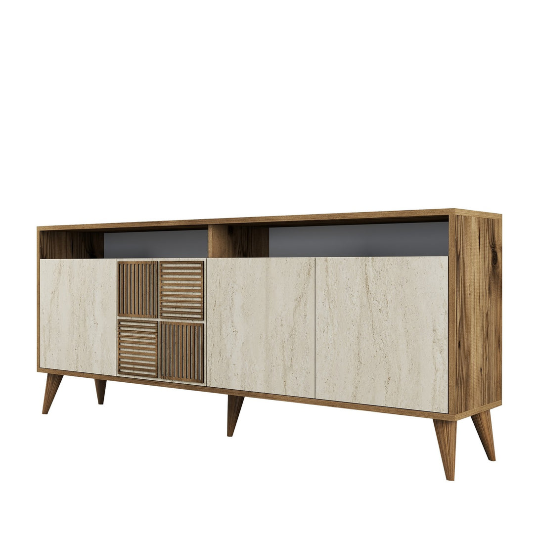 Konzolni stol Milan - Walnut, Travertine-Vasdom.hr