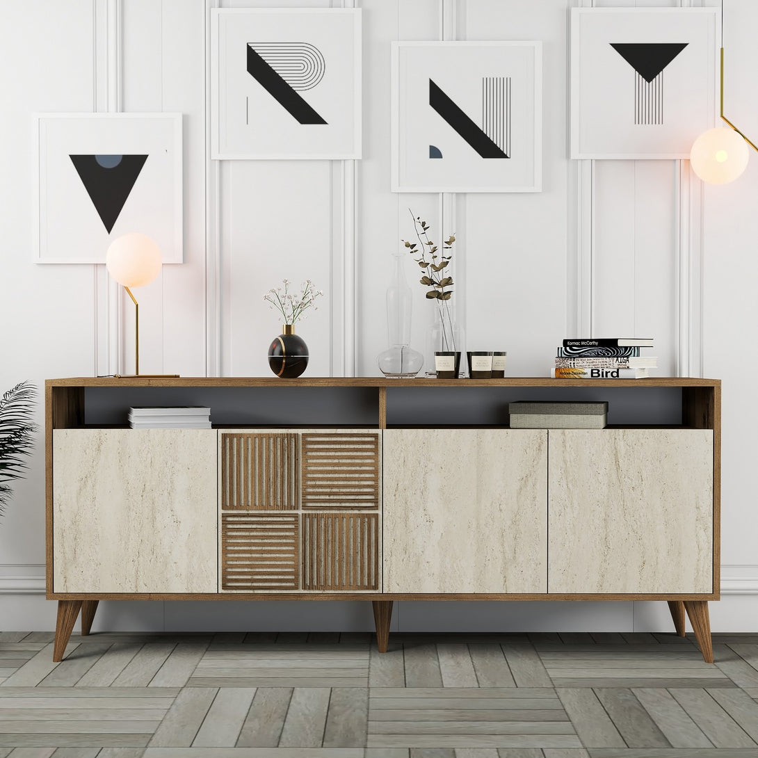 Konzolni stol Milan - Walnut, Travertine-Vasdom.hr