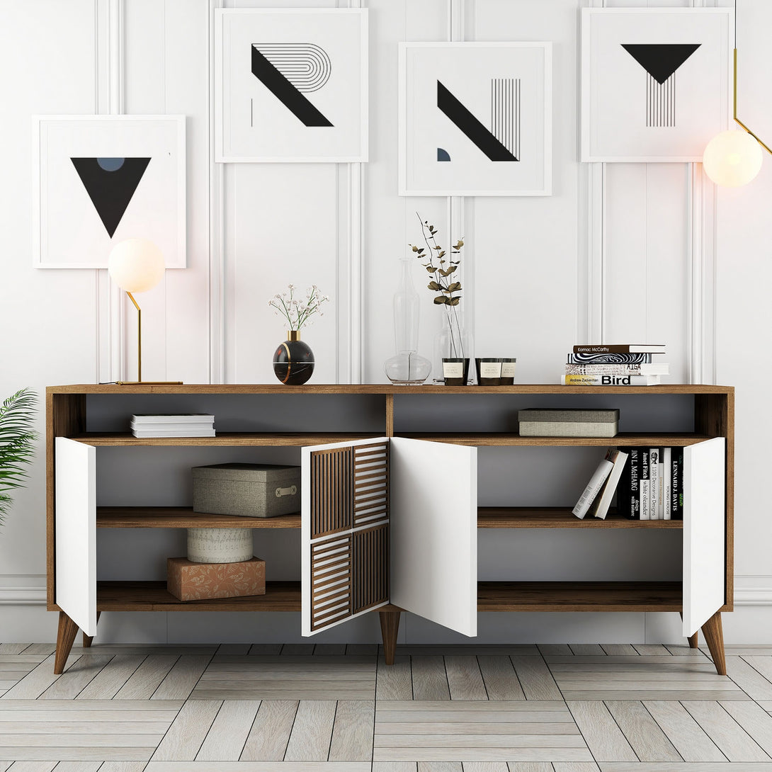Konzolni stol Milan - Walnut, White-Vasdom.hr