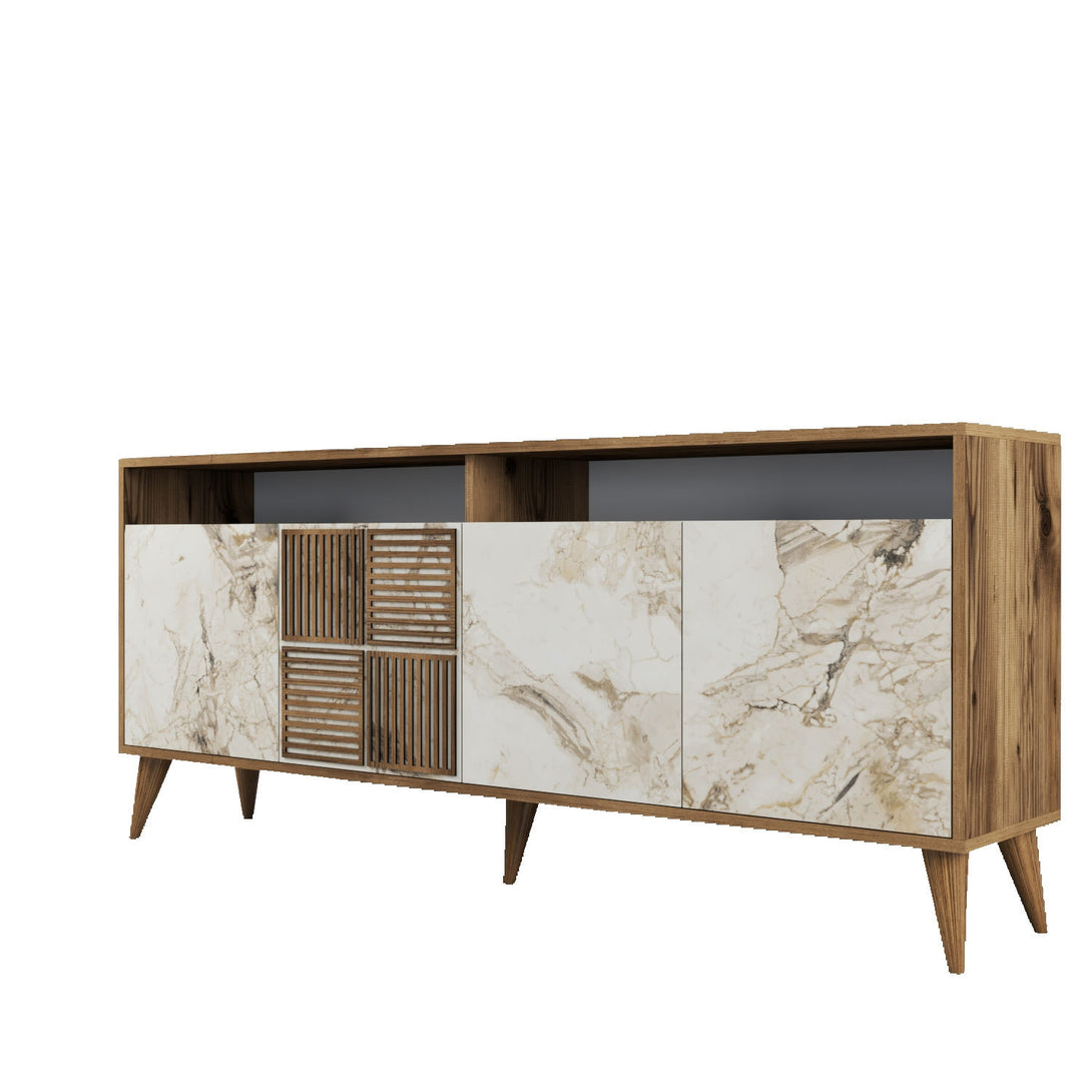 Konzolni stol Milan - Walnut, White Marble-Vasdom.hr