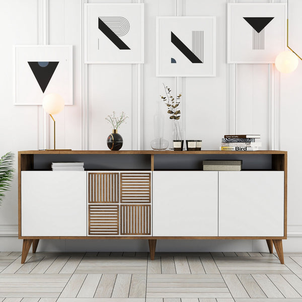 Konzolni stol Milan - Walnut, White-Vasdom.hr