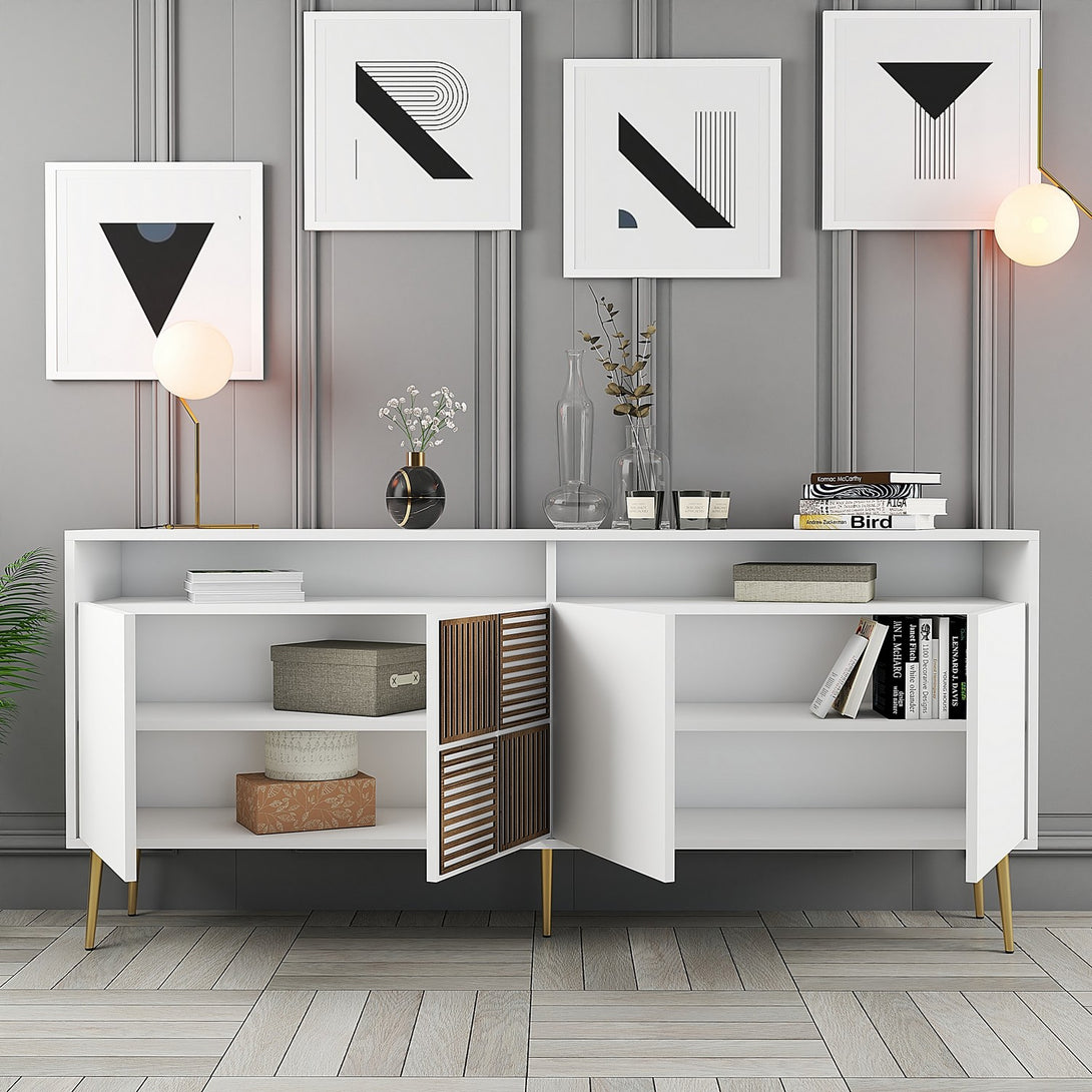 Konzolni stol Milan - White, Gold-Vasdom.hr