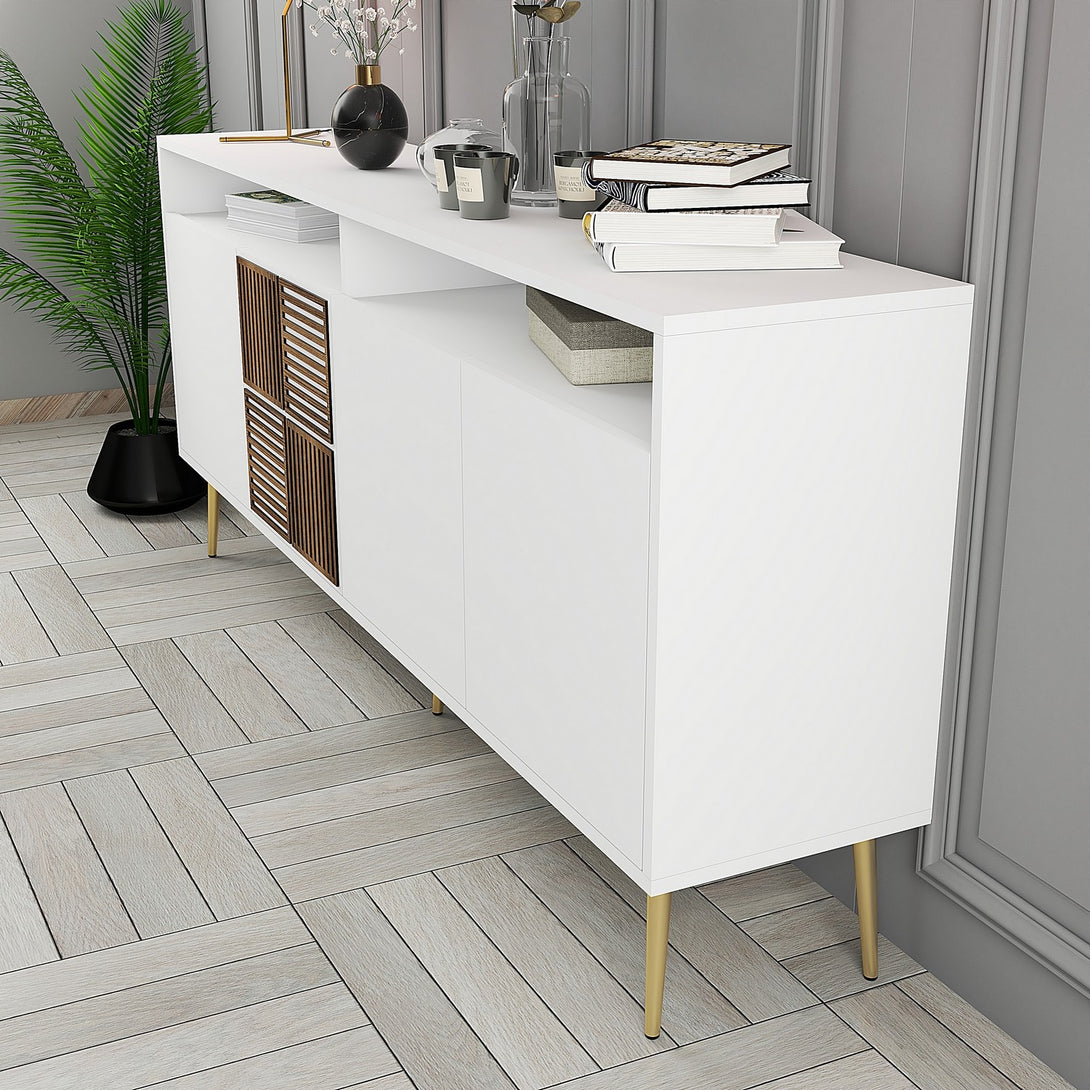 Konzolni stol Milan - White, Gold-Vasdom.hr