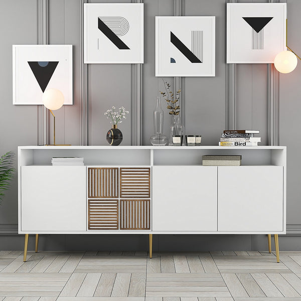 Konzolni stol Milan - White, Gold-Vasdom.hr