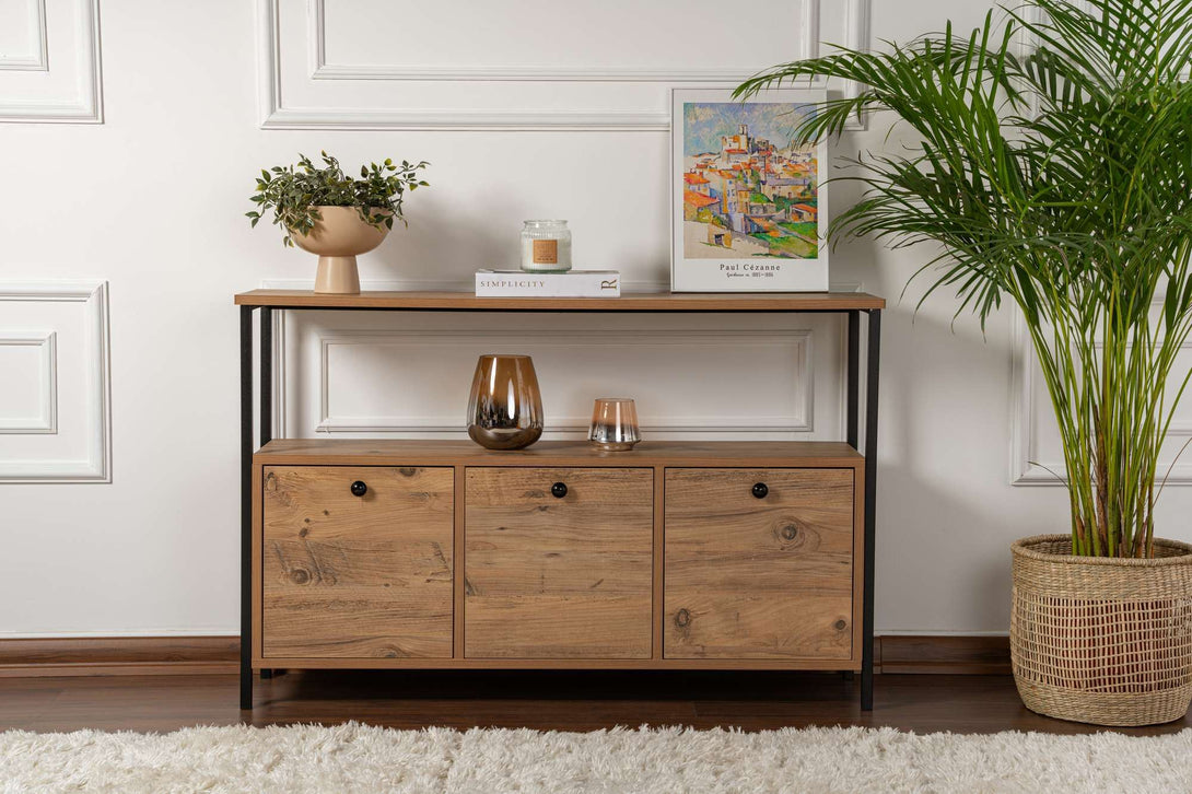 Konzolni stol Solace - Atlantic Pine, Black-Vasdom.hr